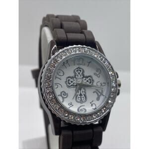 Womens Cross Chocolate Tone Watch Rubber New Battery